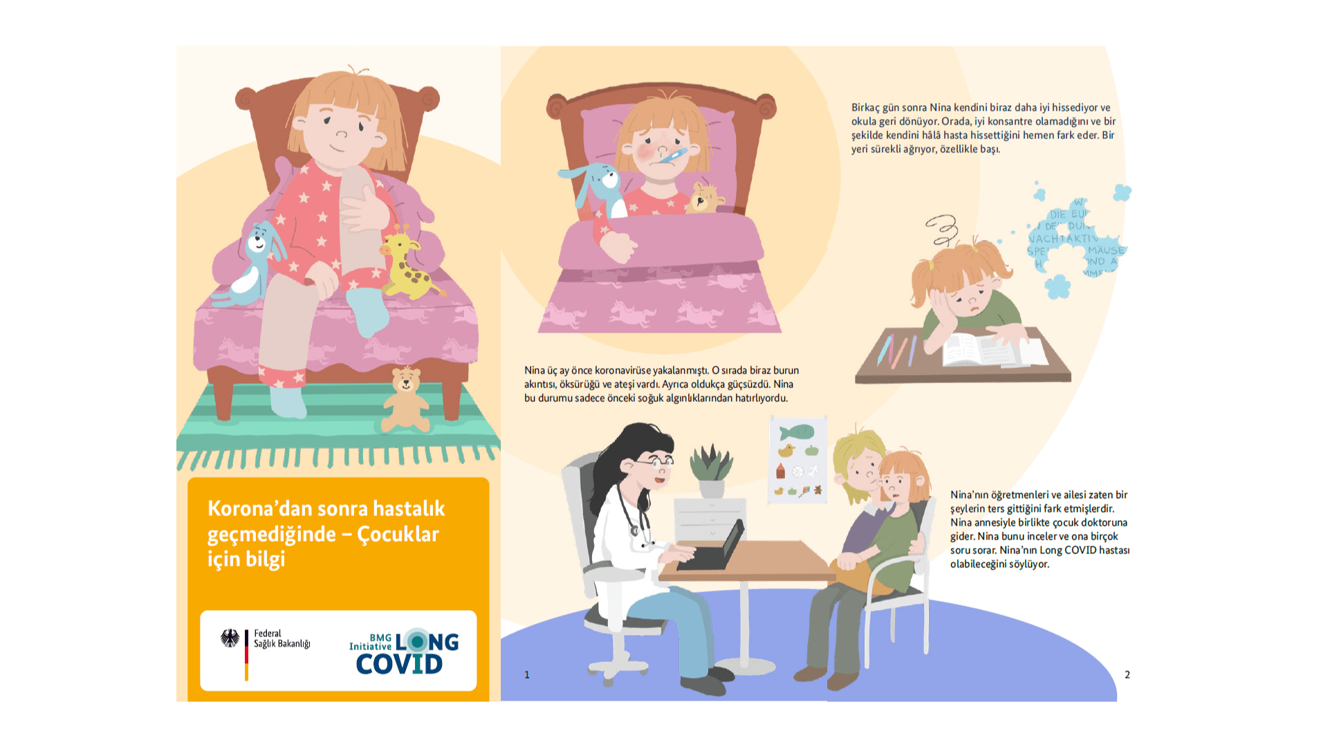 Grafik: Broşür Koronadan sonra hastalık durmadığında - çocuklar için bilgiler