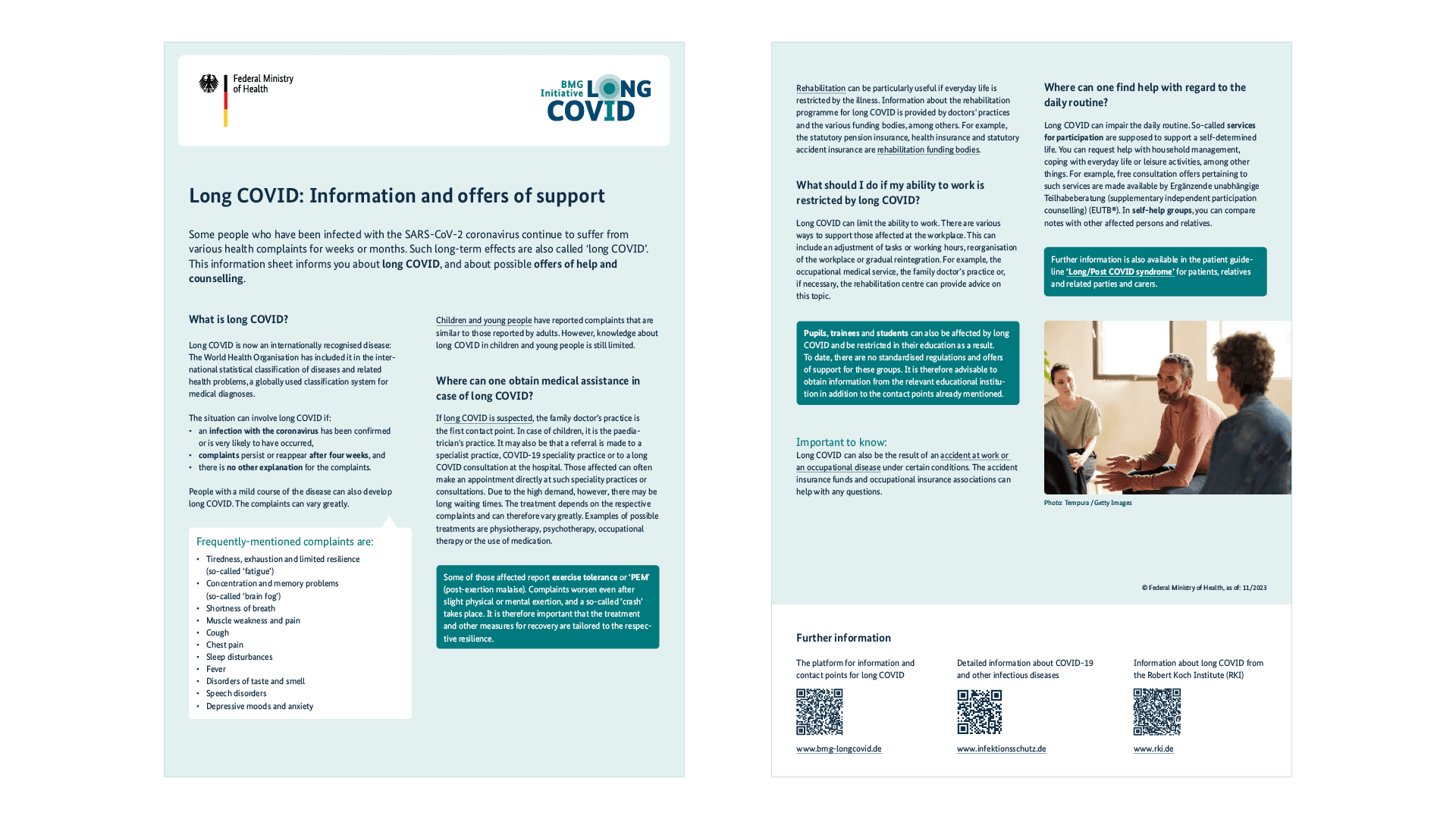 Graphic: factsheet information and offers of support