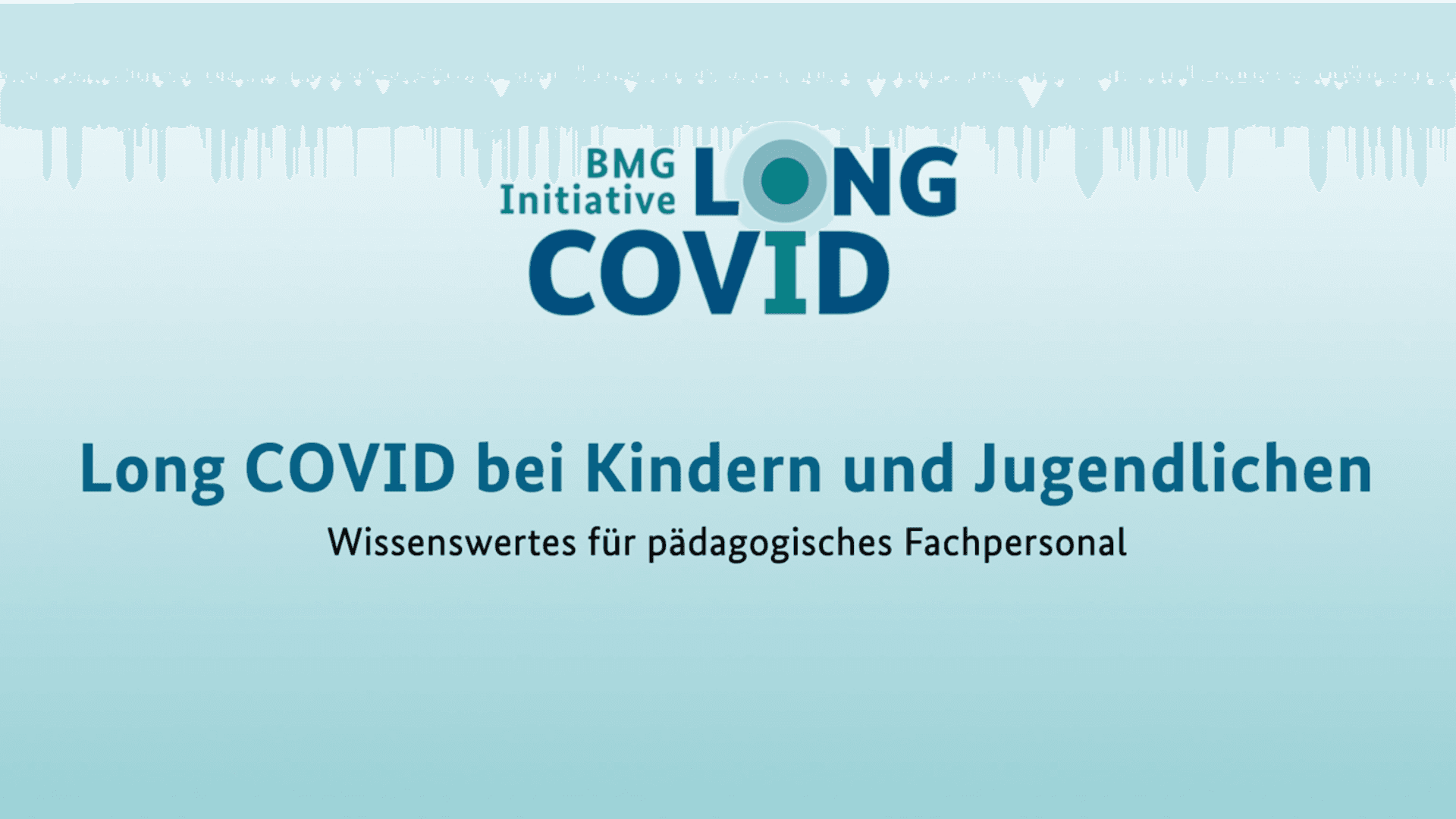 Grafik: Vorschaubild Informationsfilm Long COVID bei Kindern und Jugendlichen - Informationen für pädagogische und soziale Fachkräfte