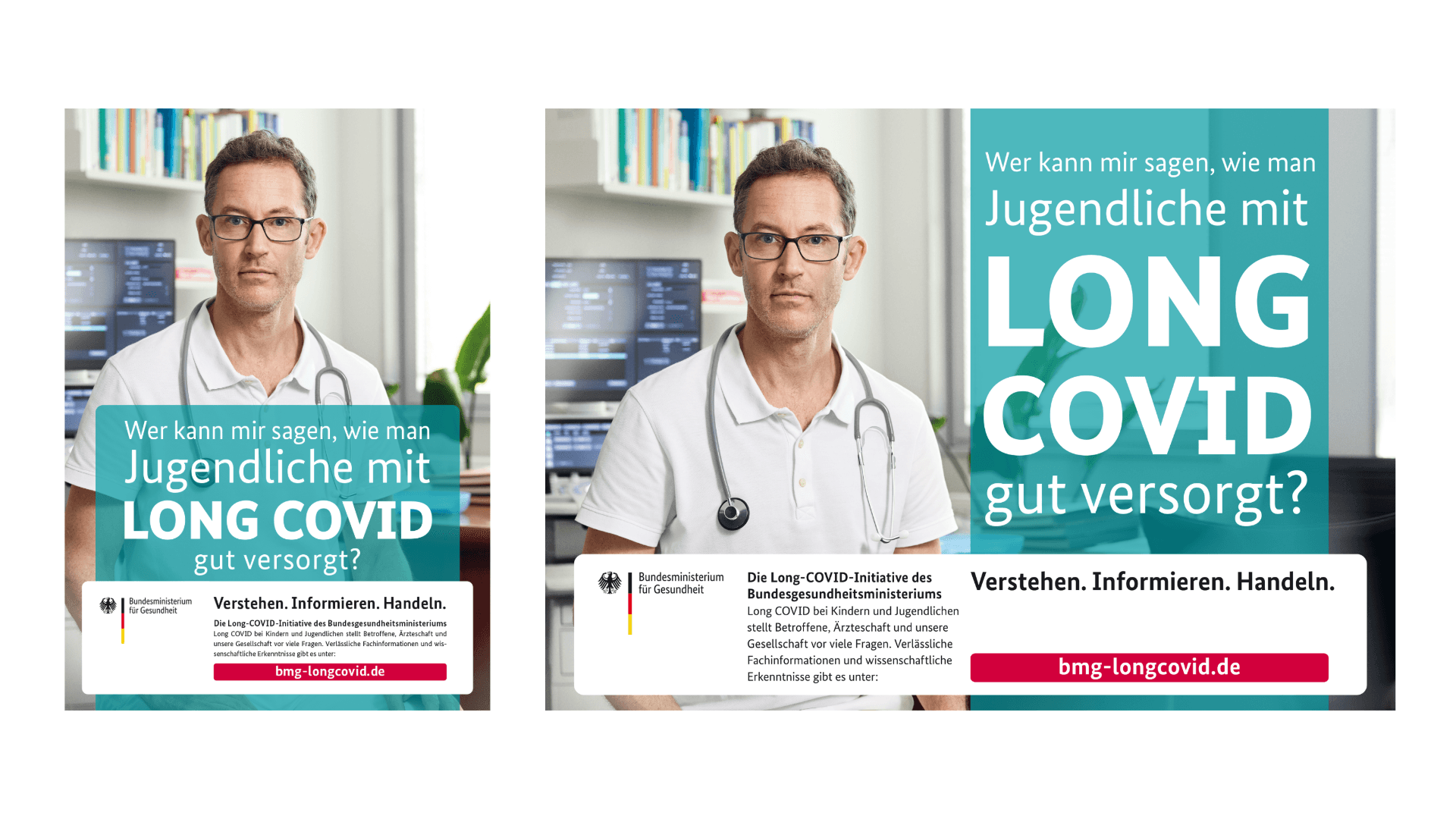Grafik: Long COVID bei Kindern und Jugendlichen - Anzeigenmotiv Arzt