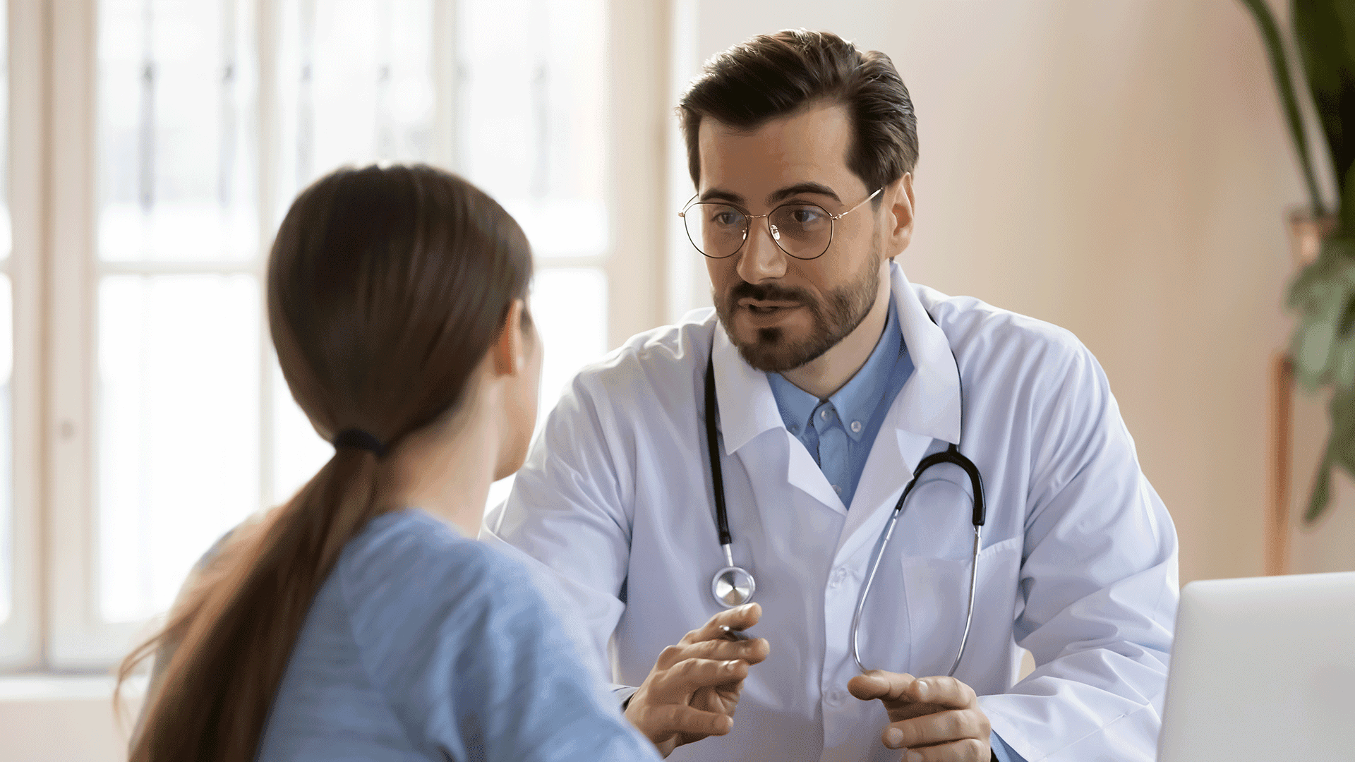 Illustration: Doctor and young patient in conversation